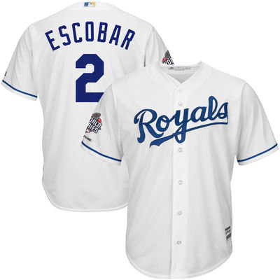 Kansas City Royals 2 Alcides Escobar White Cool Base 2015 World Series Champions MLB Jersey