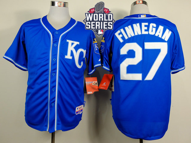 Kansas City Royals 27 Brandon Finnegan Light Blue Alternate Cool Base 2015 World Series Patch MLB Jersey1