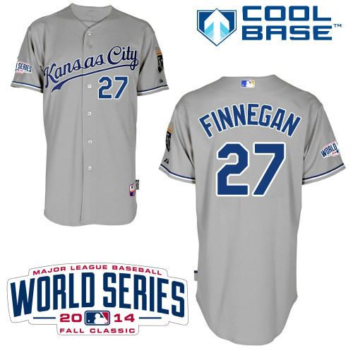 Kansas City Royals 27 Finnegam gray 2014 World Series Patch Stitched MLB Baseball Jersey
