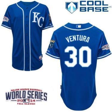 Kansas City Royals 30 Yordano Ventura Blue 2014 World Series Patch Stitched MLB Baseball Jersey