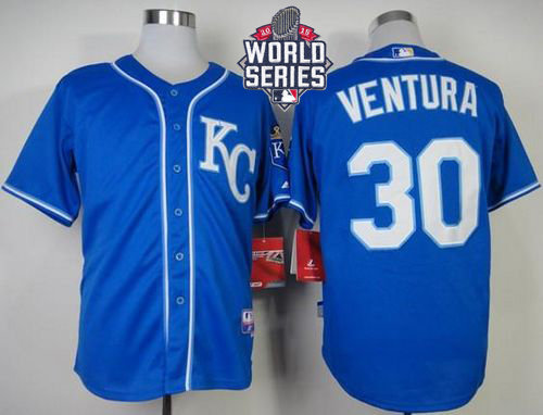Kansas City Royals 30 Yordano Ventura Light Blue Alternate Cool Base 2015 World Series Patch MLB Jersey