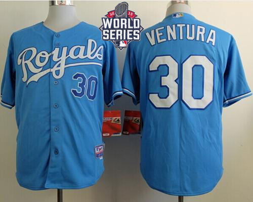 Kansas City Royals 30 Yordano Ventura Light Blue Cool Base 2015 World Series Patch MLB Jersey