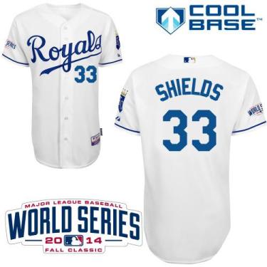 Kansas City Royals 33 James Shields White Cool Base Stitched Baseball Jersey 2014 World Series Patch
