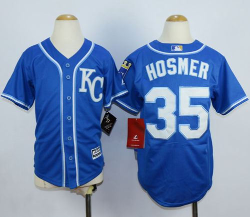Kansas City Royals 35 Eric Hosmer Blue Alternate 2 Cool Base Kid MLB Jersey