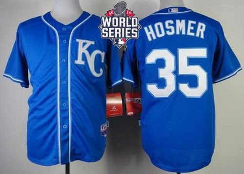 Kansas City Royals 35 Eric Hosmer Blue Alternate Cool Base 2015 World Series Patch MLB Jersey