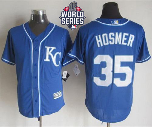 Kansas City Royals 35 Eric Hosmer Blue Alternate New Cool Base 2015 World Series Patch MLB Jersey