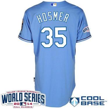 Kansas City Royals 35 Eric Hosmer Light Blue 2014 World Series Patch Stitched MLB Baseball Jersey
