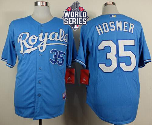 Kansas City Royals 35 Eric Hosmer Light Blue Alternate Cool Base 2015 World Series Patch MLB Jersey