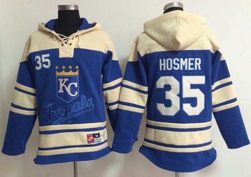 Kansas City Royals 35 Eric Hosmer Light Blue Sawyer Hooded Sweatshirt Baseball Hoodie