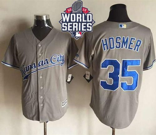 Kansas City Royals 35 Eric Hosmer New Grey Cool Base 2015 World Series Patch MLB Jersey