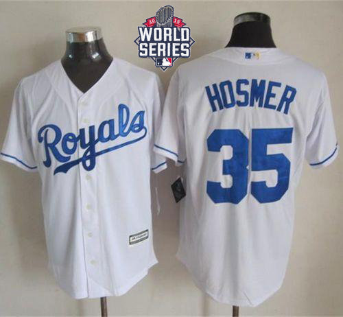 Kansas City Royals 35 Eric Hosmer White New Cool Base 2015 World Series Patch MLB Jersey