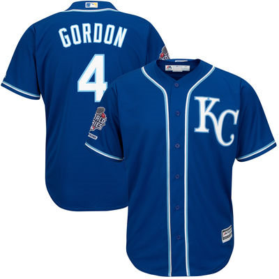 Kansas City Royals 4 Alex Gordon Royal Cool Base 2015 World Series Champions Patch MLB Jersey