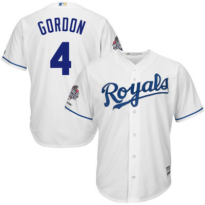 Kansas City Royals 4 Alex Gordon White Cool Base 2015 World Series Champions MLB Jersey