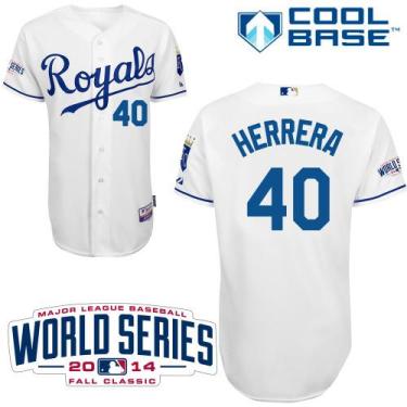 Kansas City Royals 40 Kelvin Herrera White Cool Base Stitched Baseball Jersey 2014 World Series Patch