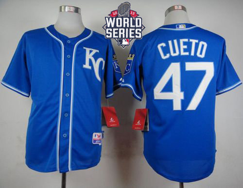 Kansas City Royals 47 Johnny Cueto Light Blue Alternate Cool Base 2015 World Series Patch MLB Jersey