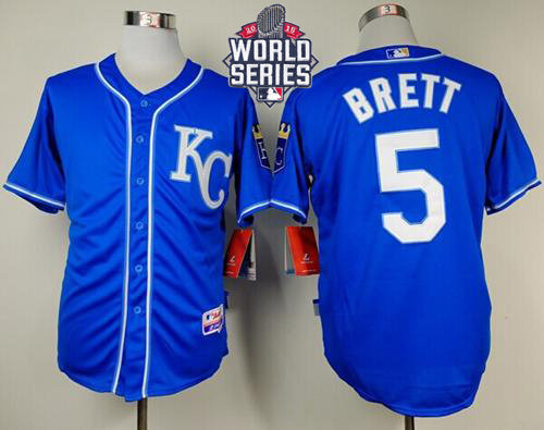 Kansas City Royals 5 George Brett Light Blue Alternate Cool Base 2015 World Series Patch MLB Jersey(1)