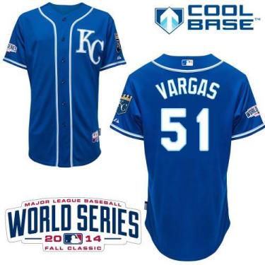 Kansas City Royals 51 Jason Vargas Blue Cool Base Stitched Baseball Jersey 2014 World Series Patch