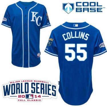 Kansas City Royals 55 Tim Collins Blue Cool Base Stitched Baseball Jersey 2014 World Series Patch