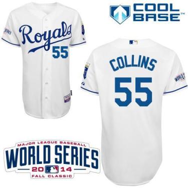 Kansas City Royals 55 Tim Collins White Cool Base Stitched Baseball Jersey 2014 World Series Patch