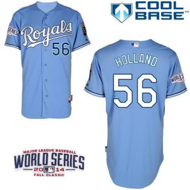 Kansas City Royals 56 Greg Holland Light Blue 2014 World Series Patch Stitched MLB Baseball Jersey