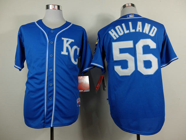 Kansas City Royals 56 HOLLAND Blue Cool Base MLB Jersey