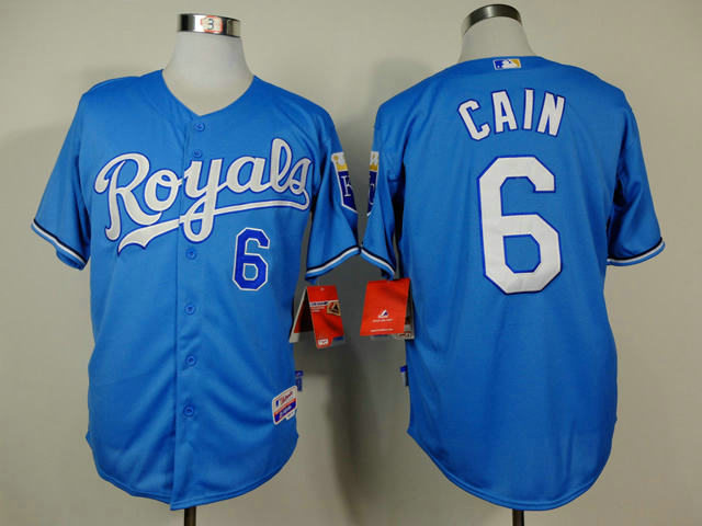 Kansas City Royals 6 CAIN light blue baseball jerseys