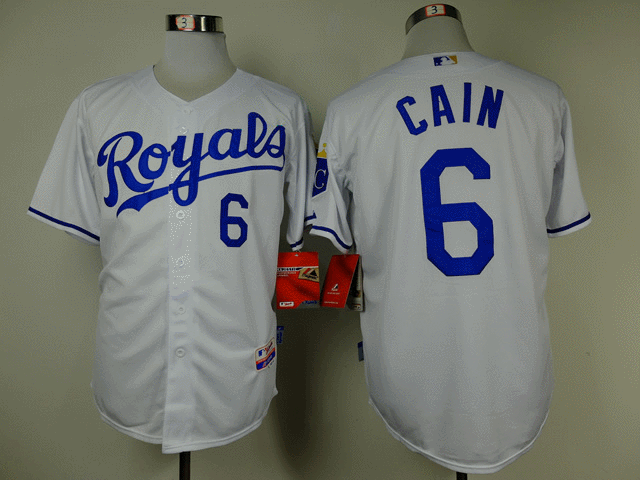 Kansas City Royals 6 CAIN light white baseball jerseys