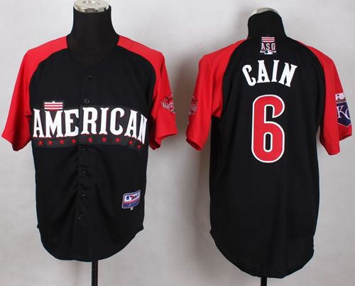 Kansas City Royals 6 Lorenzo Cain Black 2015 All-Star American League Baseball jersey