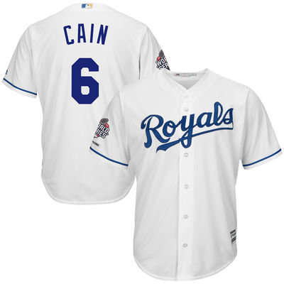 Kansas City Royals 6 Lorenzo Cain White 2015 World Series Champions Cool Base MLB Jersey