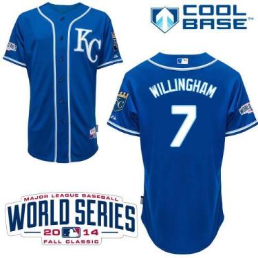 Kansas City Royals 7 Josh Willingham Blue Stitched Cool Base Baseball Jersey 2014 World Series Patch