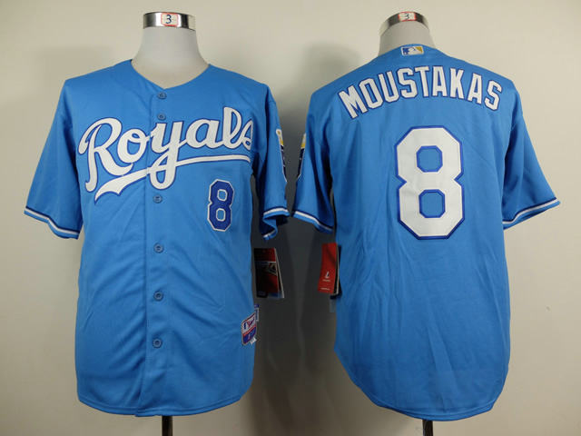 Kansas City Royals 8 Mike Moustakas light Blue Cool Base MLB Jersey