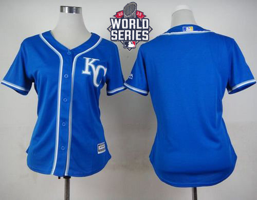 Kansas City Royals Blank Blue Alternate 2015 World Series Patch Women MLB Jersey