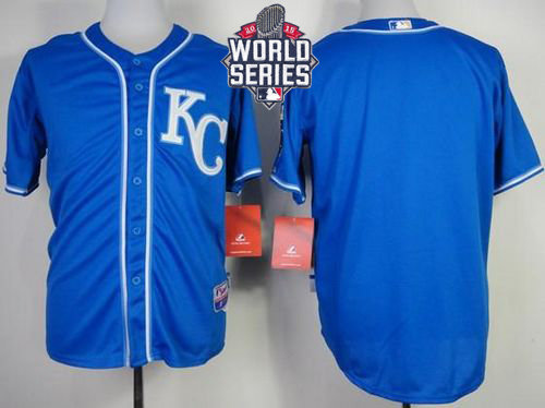 Kansas City Royals Blank Blue Alternate Cool Base 2015 World Series Patch MLB Jersey