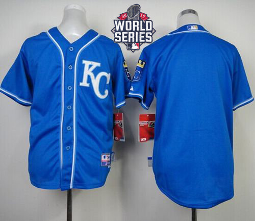 Kansas City Royals Blank Blue Cool Base 2015 World Series Patch Kid MLB Jersey