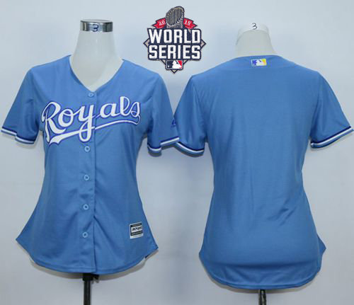Kansas City Royals Blank Light Blue Alternate 2015 World Series Patch Women MLB Jersey