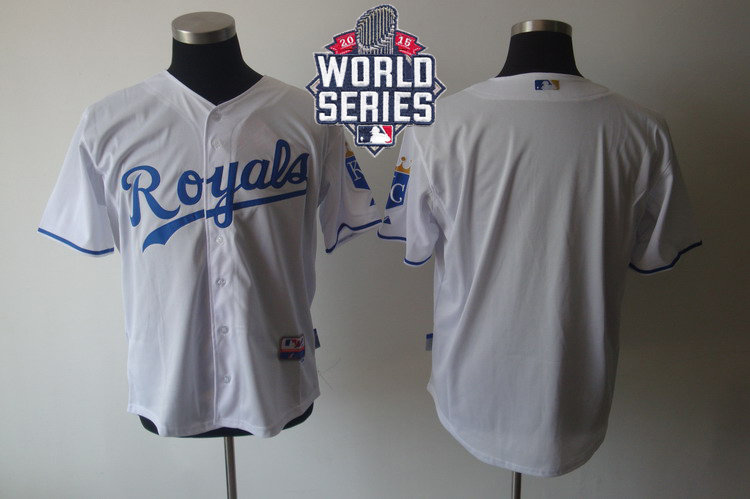 Kansas City Royals Blank White Cool Base 2015 World Series Patch MLB Jersey