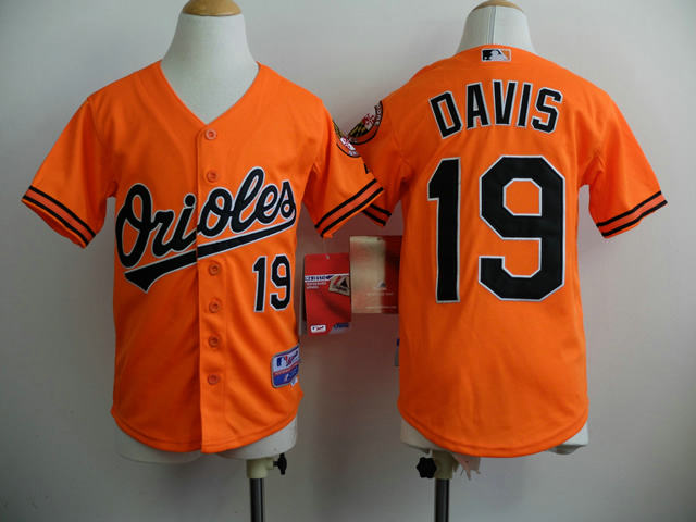 Kid Baltimore Orioles 19 Chris Davis Orange Cool Base MLB Jerseys