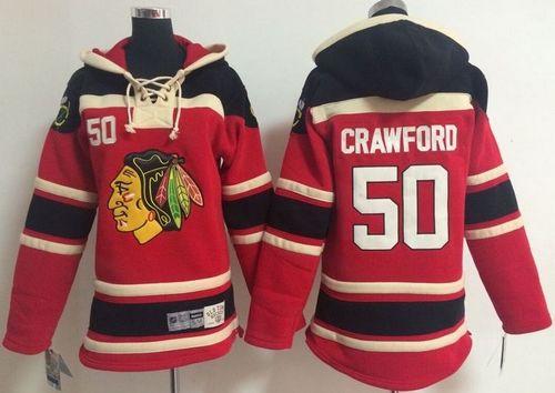 Kid Chicago Blackhawks 50 Corey Crawford Red Sawyer Hooded Sweatshirt NHL Jersey