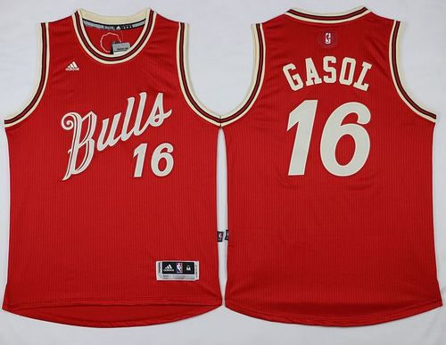 Kid Chicago Bulls 16 Pau Gasol Red 2015-2016 Christmas Day NBA Jersey