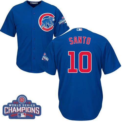 Kid Chicago Cubs 10 Ron Santo Blue Alternate 2016 World Series Champions MLB Jersey