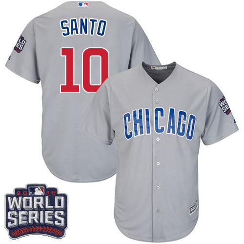Kid Chicago Cubs 10 Ron Santo Grey Road 2016 World Series Bound MLB Jersey