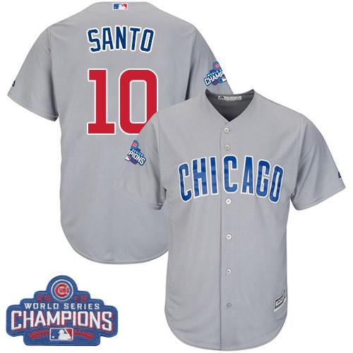 Kid Chicago Cubs 10 Ron Santo Grey Road 2016 World Series Champions MLB Jersey