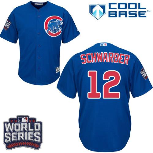 Kid Chicago Cubs 12 Kyle Schwarber Blue Alternate 2016 World Series Bound MLB Jersey