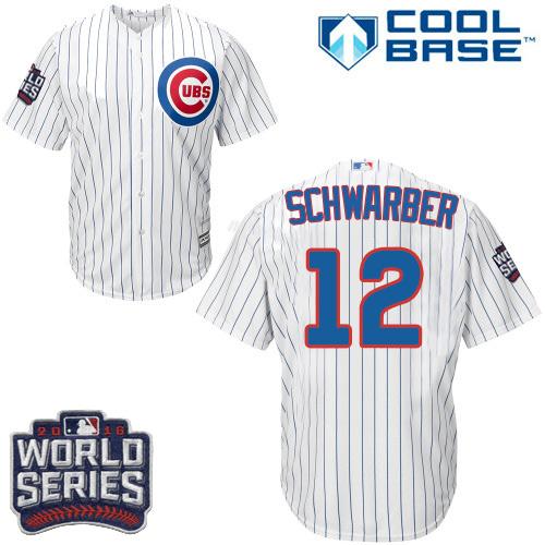 Kid Chicago Cubs 12 Kyle Schwarber White Home 2016 World Series Bound MLB Jersey