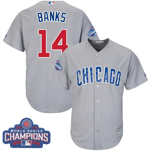 Kid Chicago Cubs 14 Ernie Banks Grey Road 2016 World Series Champions MLB Jersey