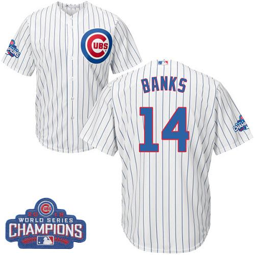 Kid Chicago Cubs 14 Ernie Banks White Home 2016 World Series Champions MLB Jersey