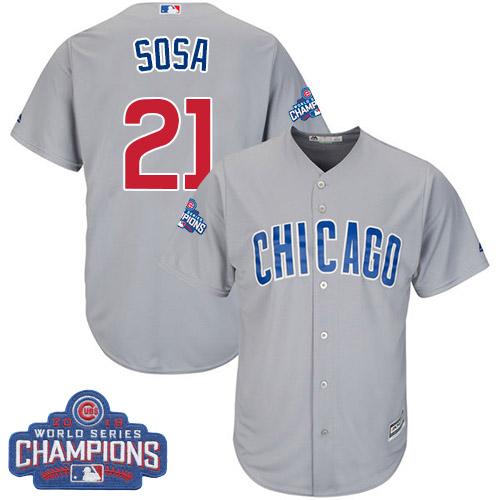 Kid Chicago Cubs 21 Sammy Sosa Grey Road 2016 World Series Champions MLB Jersey