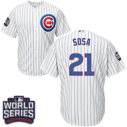Kid Chicago Cubs 21 Sammy Sosa White Home 2016 World Series Bound MLB Jersey