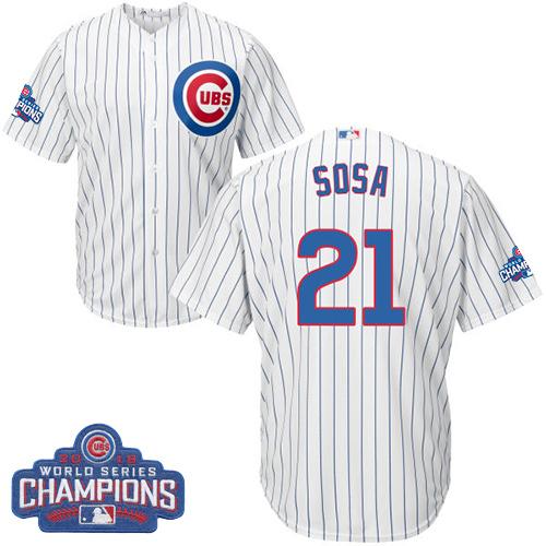Kid Chicago Cubs 21 Sammy Sosa White Home 2016 World Series Champions MLB Jersey