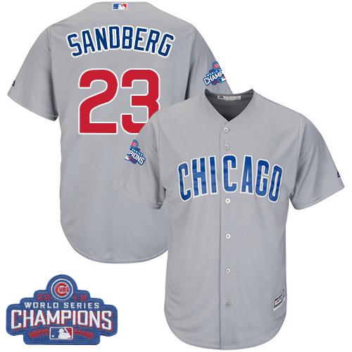 Kid Chicago Cubs 23 Ryne Sandberg Grey Road 2016 World Series Champions MLB Jersey